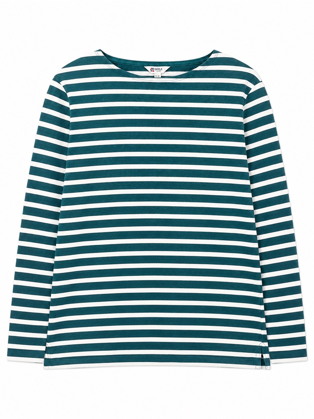 Batela Sea Style Breton Striped Long Sleeve Tee Green White Cotton EU 36 US XS